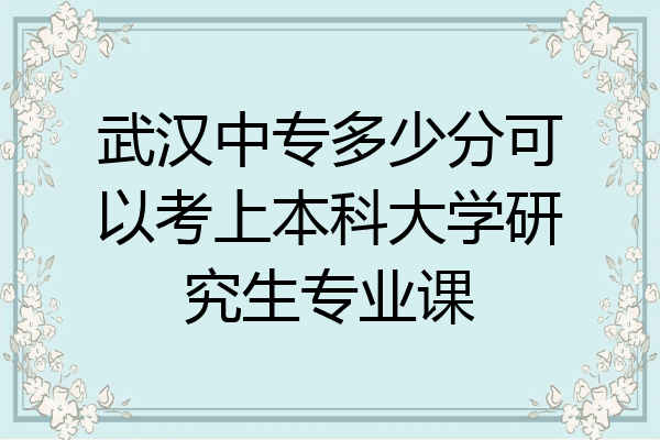 武汉中专多少分可以考上本科大学研究生专业课