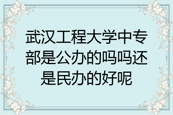 武汉工程大学中专部是公办的吗吗还是民办的好呢