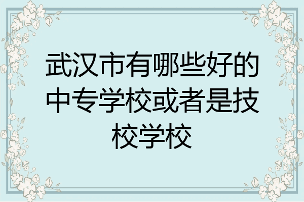 武汉市有哪些好的中专学校或者是技校学校