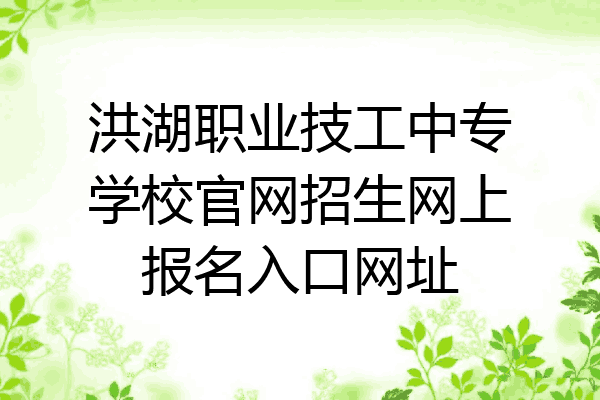洪湖职业技工中专学校官网招生网上报名入口网址