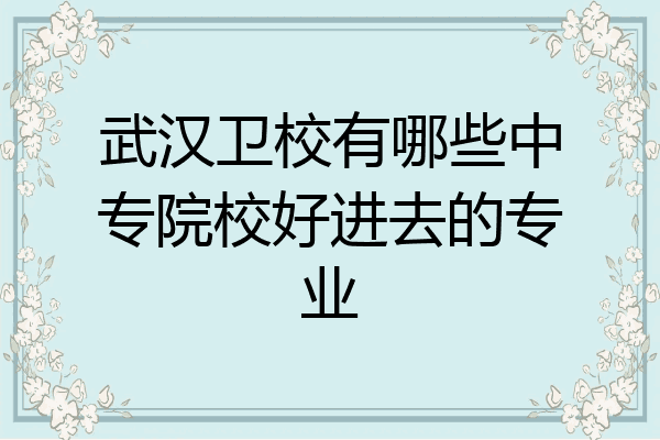武汉卫校有哪些中专院校好进去的专业