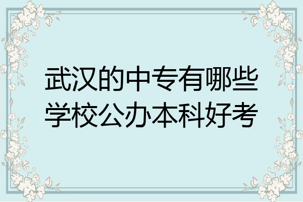 武汉的中专有哪些学校公办本科好考