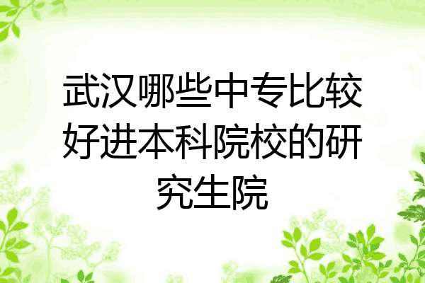 武汉哪些中专比较好进本科院校的研究生院