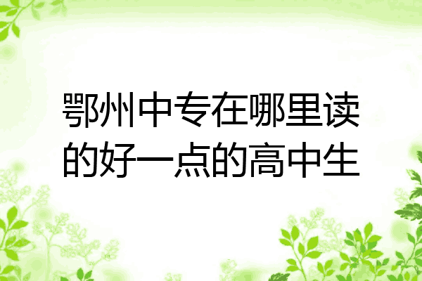 鄂州中专在哪里读的好一点的高中生