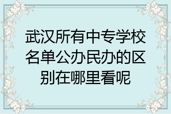 武汉所有中专学校名单公办民办的区别在哪里看呢