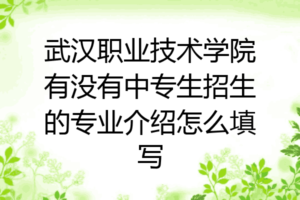 武汉职业技术学院有没有中专生招生的专业介绍怎么填写