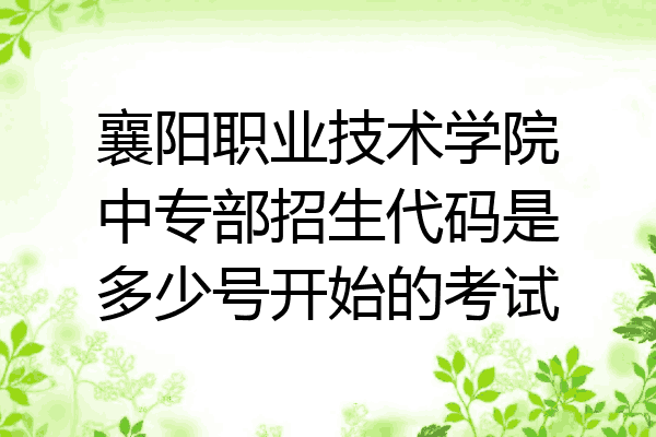 襄阳职业技术学院中专部招生代码是多少号开始的考试