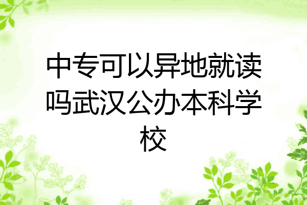 中专可以异地就读吗武汉公办本科学校