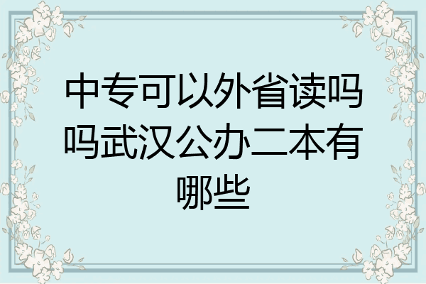 中专可以外省读吗吗武汉公办二本有哪些