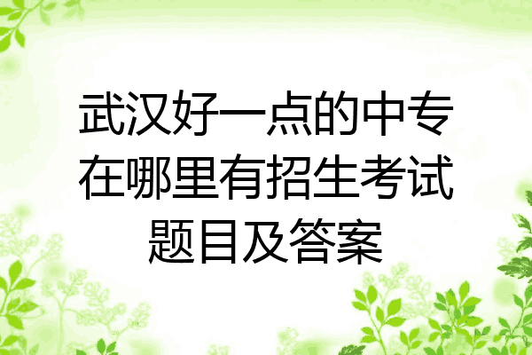 武汉好一点的中专在哪里有招生考试题目及答案