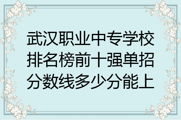 武汉职业中专学校排名榜前十强单招分数线多少分能上