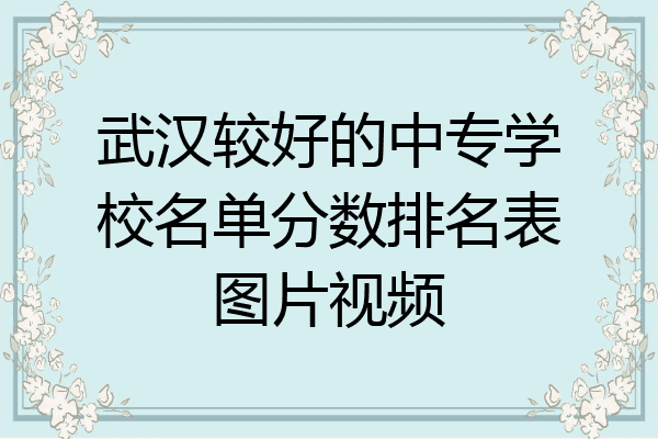 武汉较好的中专学校名单分数排名表图片视频