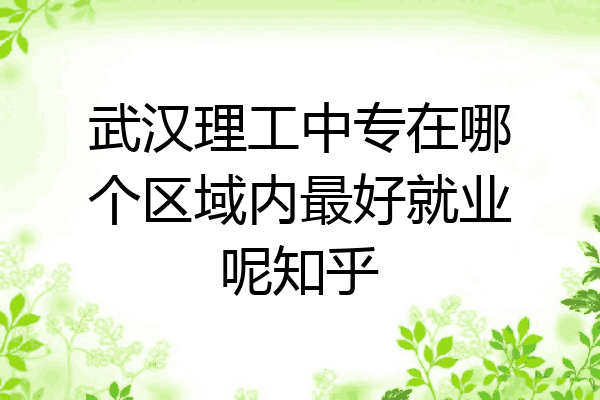 武汉理工中专在哪个区域内最好就业呢知乎