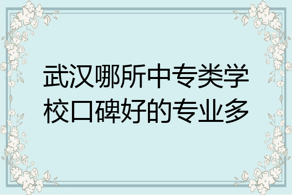 武汉哪所中专类学校口碑好的专业多