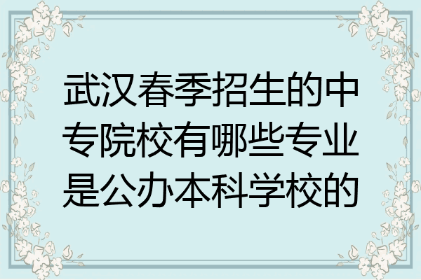 武汉春季招生的中专院校有哪些专业是公办本科学校的