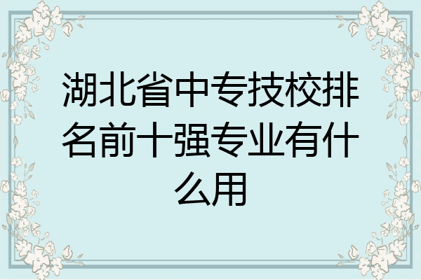 湖北省中专技校排名前十强专业有什么用