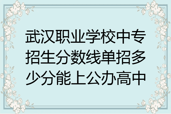 武汉职业学校中专招生分数线单招多少分能上公办高中