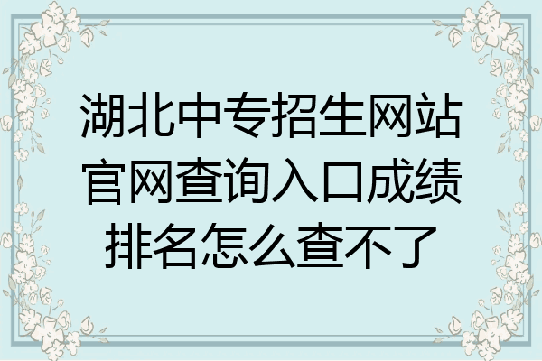 湖北中专招生网站官网查询入口成绩排名怎么查不了