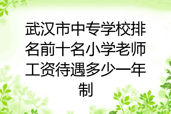 武汉市中专学校排名前十名小学老师工资待遇多少一年制