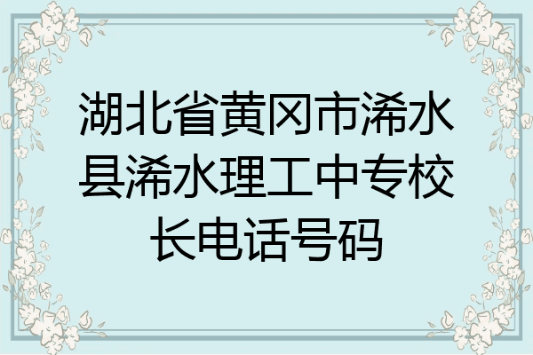 湖北省黄冈市浠水县浠水理工中专校长电话号码