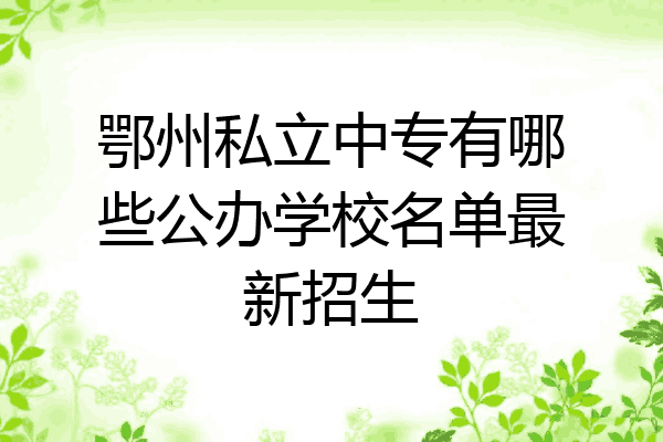 鄂州私立中专有哪些公办学校名单最新招生