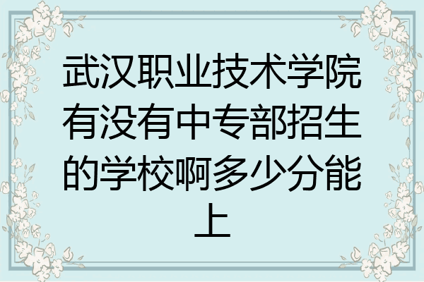 武汉职业技术学院有没有中专部招生的学校啊多少分能上