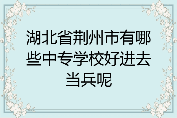 湖北省荆州市有哪些中专学校好进去当兵呢