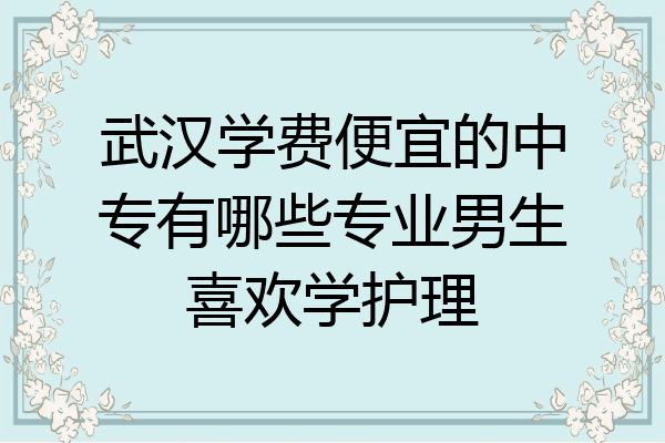 武汉学费便宜的中专有哪些专业男生喜欢学护理