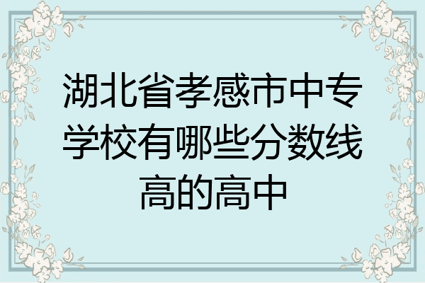 湖北省孝感市中专学校有哪些分数线高的高中