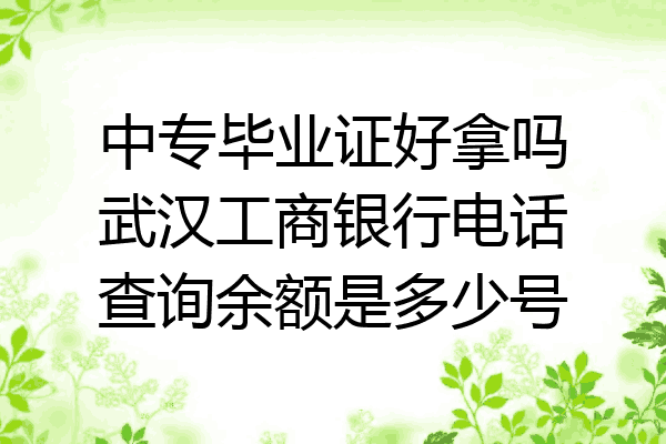 中专毕业证好拿吗武汉工商银行电话查询余额是多少号