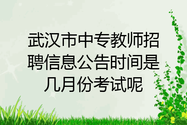武汉市中专教师招聘信息公告时间是几月份考试呢
