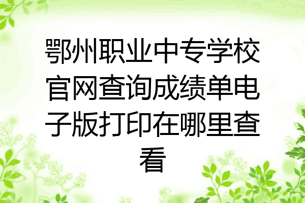 鄂州职业中专学校官网查询成绩单电子版打印在哪里查看