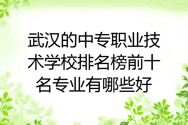 武汉的中专职业技术学校排名榜前十名专业有哪些好