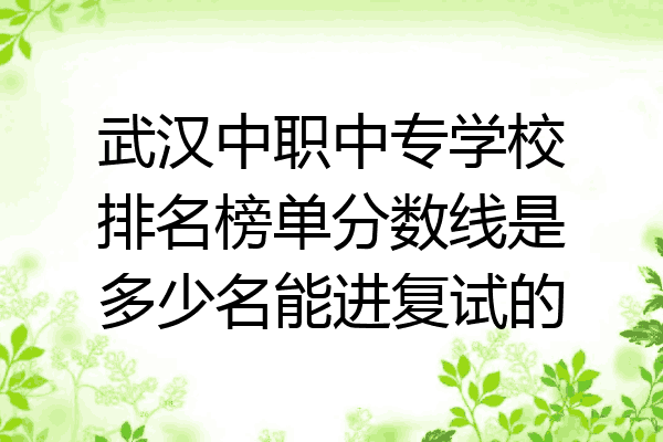 武汉中职中专学校排名榜单分数线是多少名能进复试的