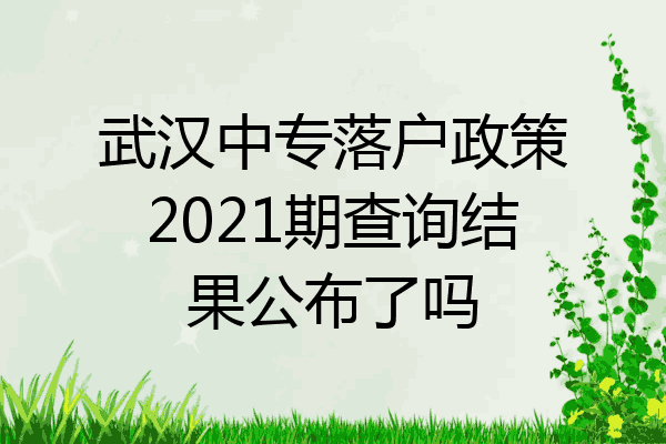 武汉中专落户政策2021期查询结果公布了吗