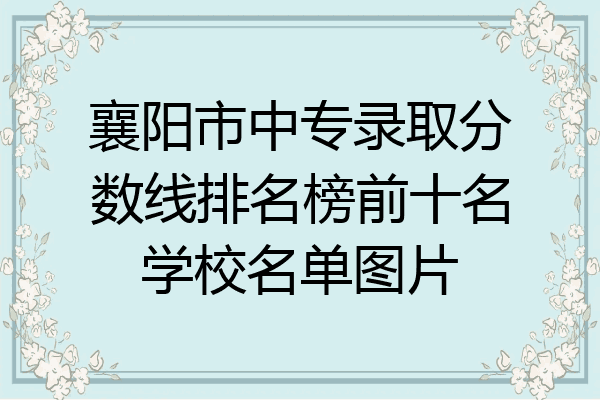 襄阳市中专录取分数线排名榜前十名学校名单图片
