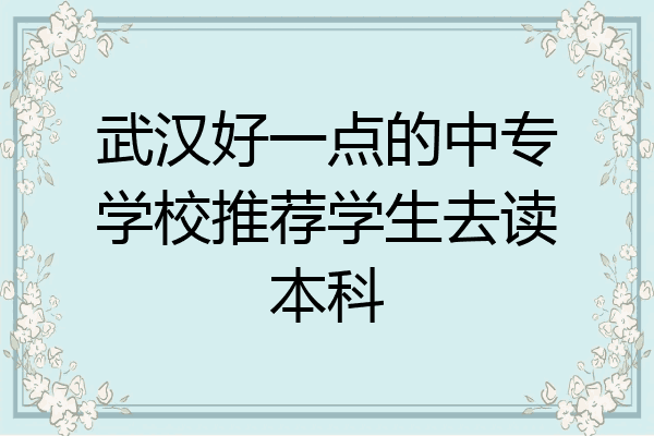 武汉好一点的中专学校推荐学生去读本科