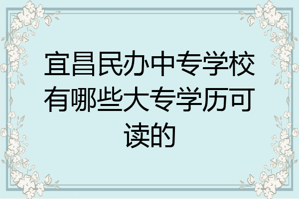 宜昌民办中专学校有哪些大专学历可读的