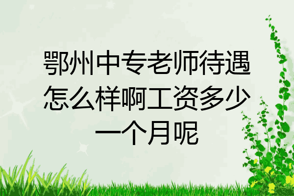 鄂州中专老师待遇怎么样啊工资多少一个月呢