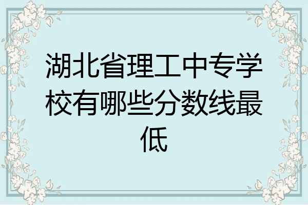 湖北省理工中专学校有哪些分数线最低