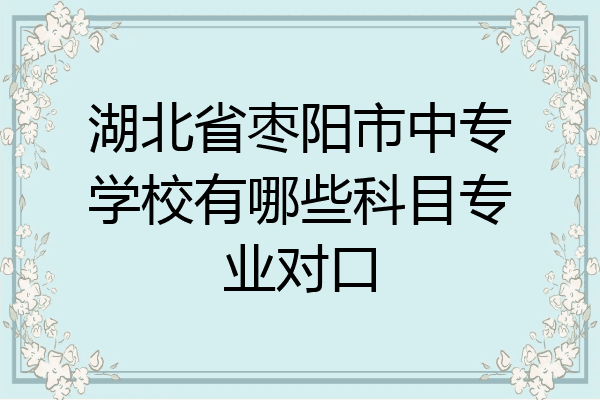 湖北省枣阳市中专学校有哪些科目专业对口