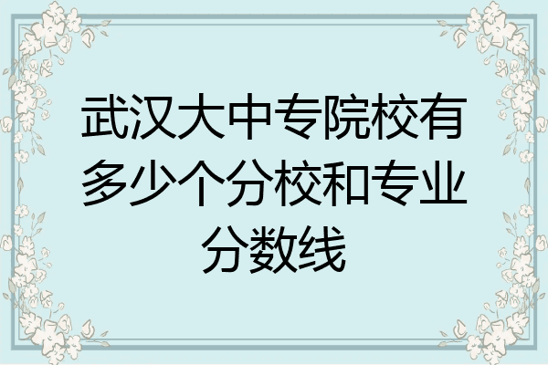 武汉大中专院校有多少个分校和专业分数线