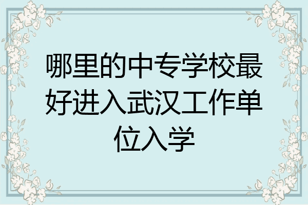 哪里的中专学校最好进入武汉工作单位入学