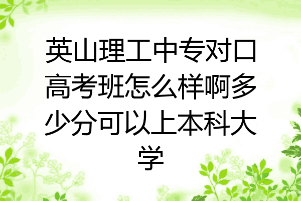 英山理工中专对口高考班怎么样啊多少分可以上本科大学