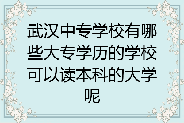 武汉中专学校有哪些大专学历的学校可以读本科的大学呢