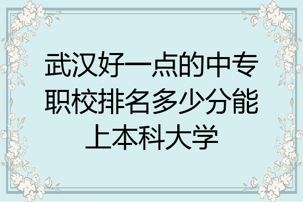 武汉好一点的中专职校排名多少分能上本科大学