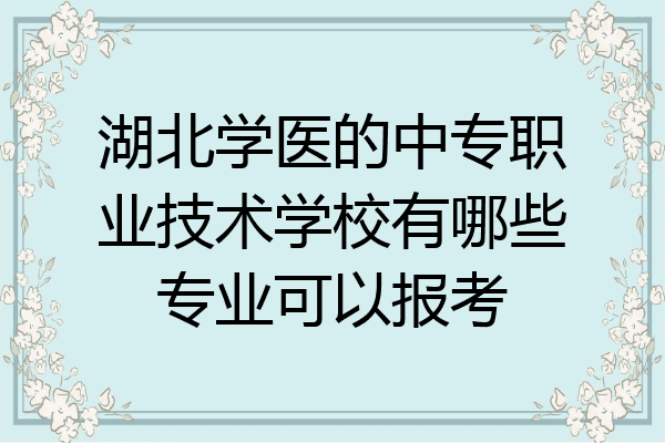 湖北学医的中专职业技术学校有哪些专业可以报考