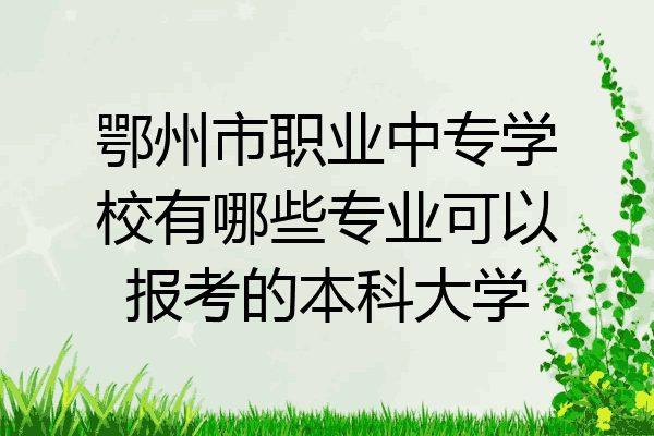 鄂州市职业中专学校有哪些专业可以报考的本科大学