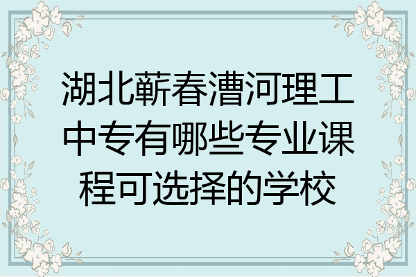 湖北蕲春漕河理工中专有哪些专业课程可选择的学校