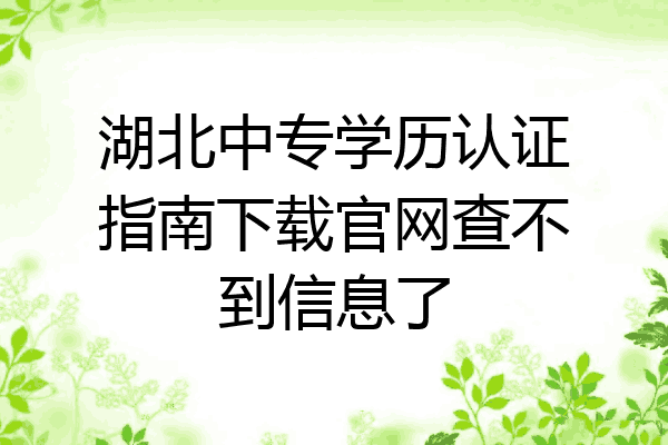 湖北中专学历认证指南下载官网查不到信息了